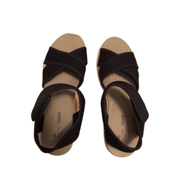 Cloudstepper by Clarks Step Cali Skye Wedge Sandals Womens Size 7M Navy Blue - Picture 1 of 7